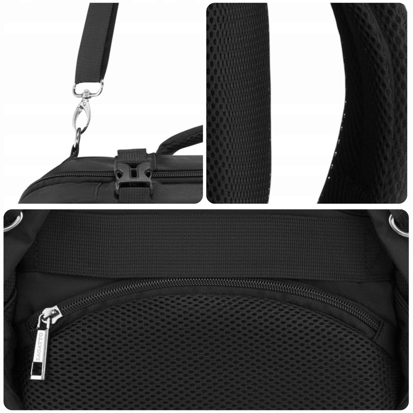 Versatile Black Airplane Backpack | Carry-On Size for Ryanair & WizzAir | ZAGATTO