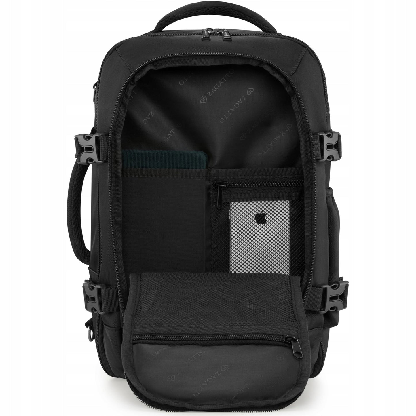 Versatile Black Airplane Backpack | Carry-On Size for Ryanair & WizzAir | ZAGATTO