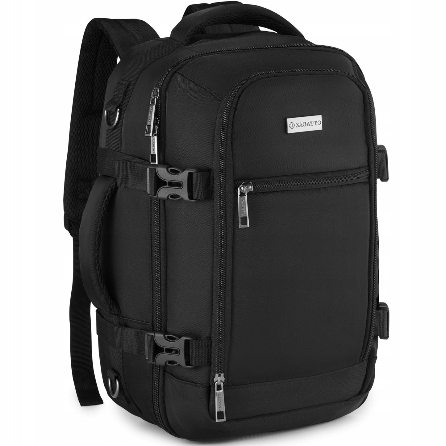 Versatile Black Airplane Backpack | Carry-On Size for Ryanair & WizzAir | ZAGATTO