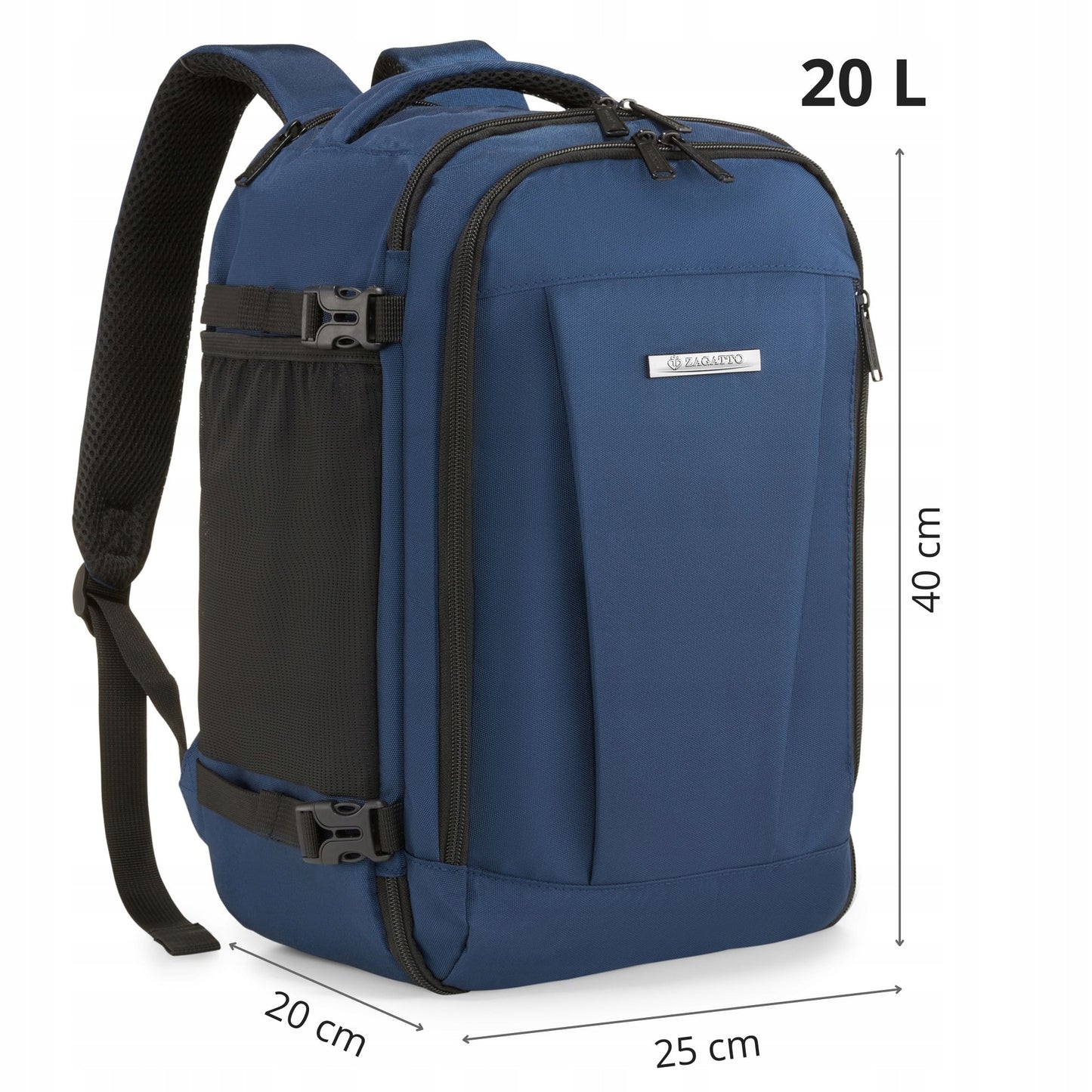 Compact Navy Blue Travel Backpack for Airplane | Fits Ryanair & WizzAir Free Carry-On | ZAGATTO®
