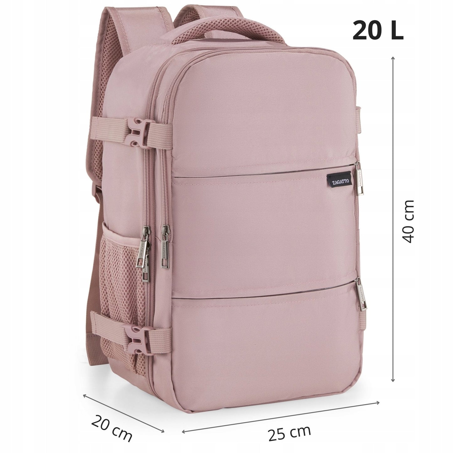 Zagatto Pink Travel Backpack 40x20x25 Ryanair WizzAir Cabin Bag Women’s Hand Luggage