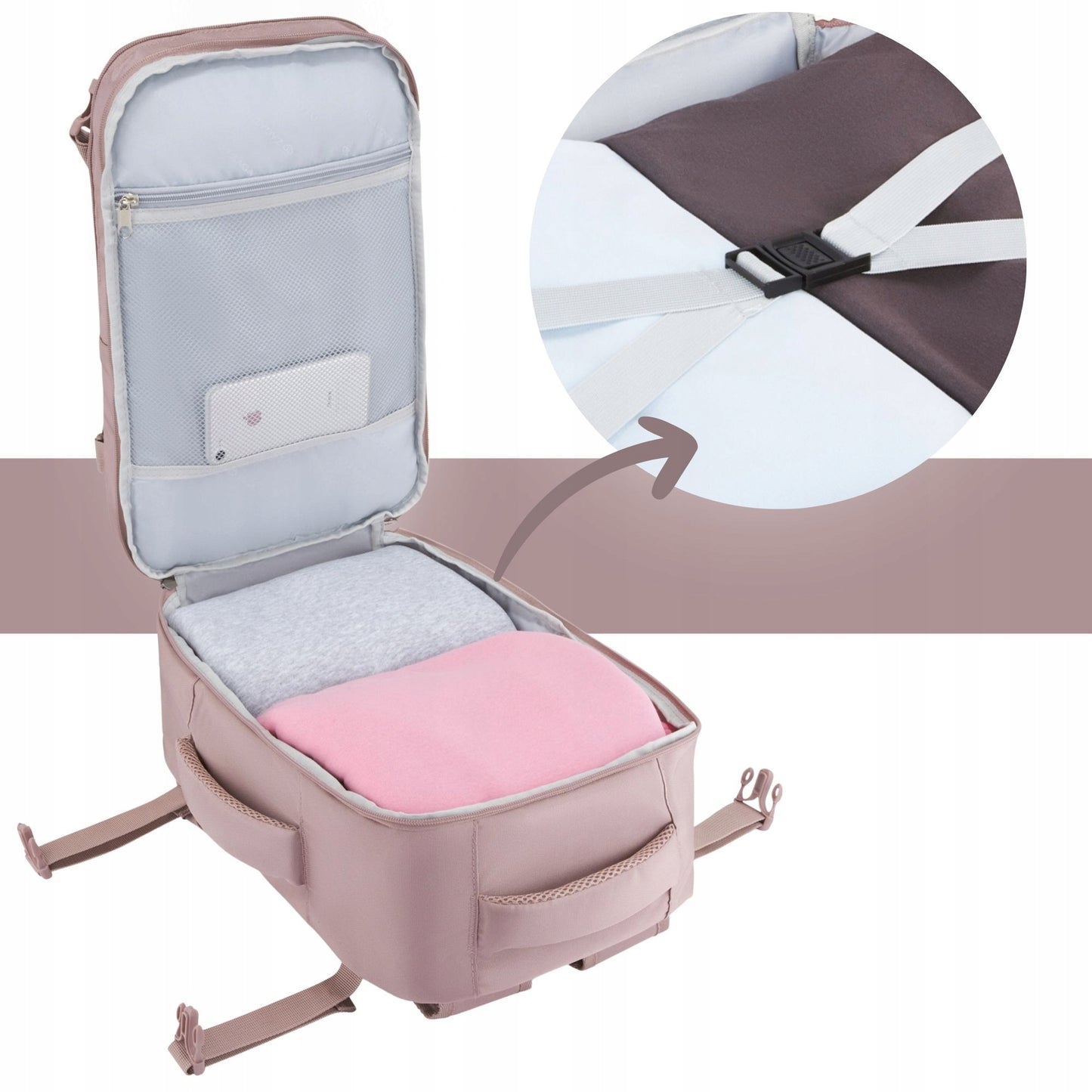 Zagatto Pink Travel Backpack 40x20x25 Ryanair WizzAir Cabin Bag Women’s Hand Luggage