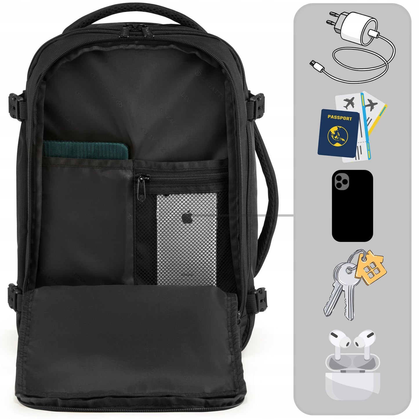 Compact Carry-On Backpack 40x25x20 for Ryanair & WizzAir | ZAGATTO Travel Bag
