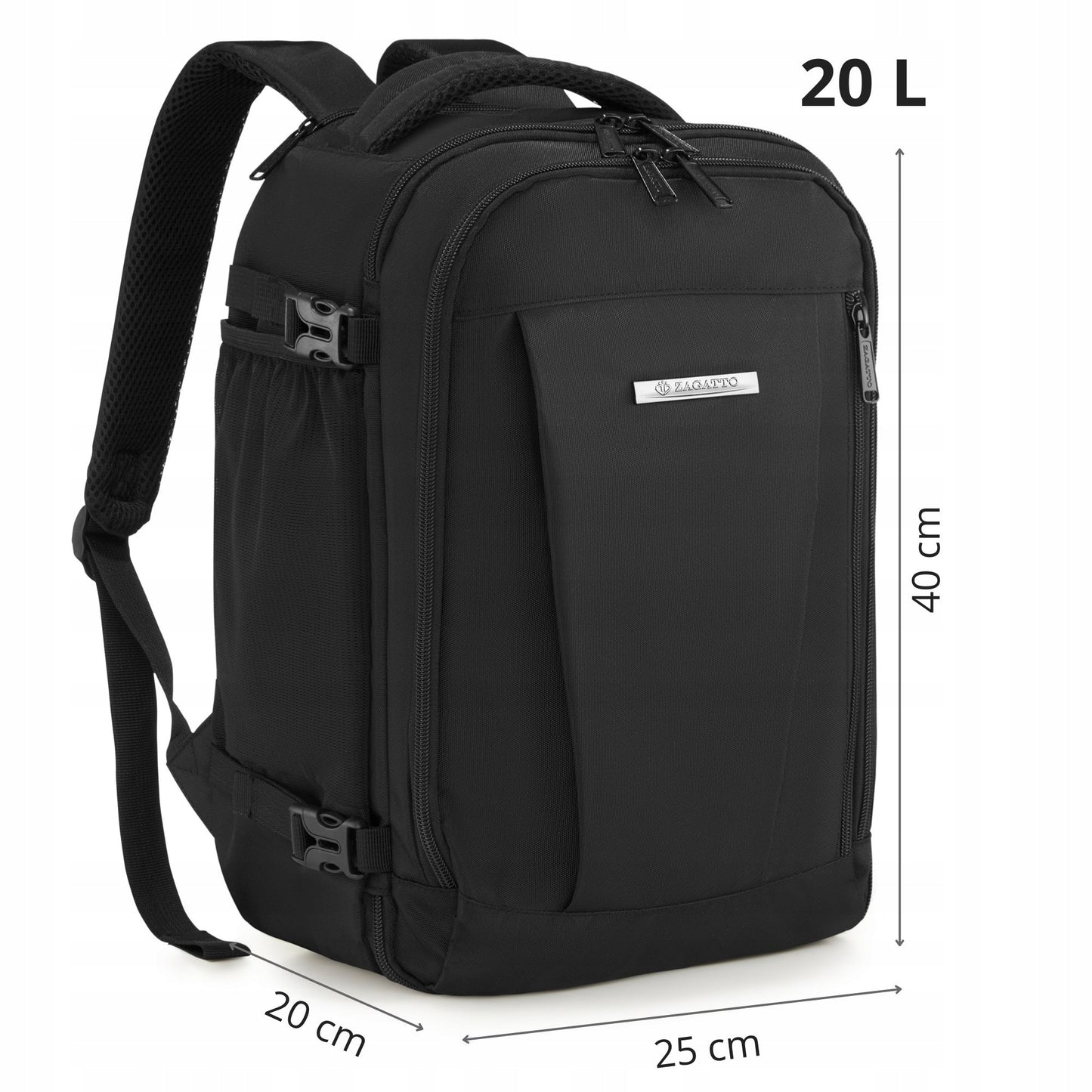 Compact Carry-On Backpack 40x25x20 for Ryanair & WizzAir | ZAGATTO Travel Bag