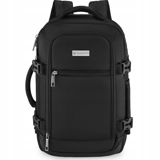 Versatile Black Airplane Backpack | Carry-On Size for Ryanair & WizzAir | ZAGATTO