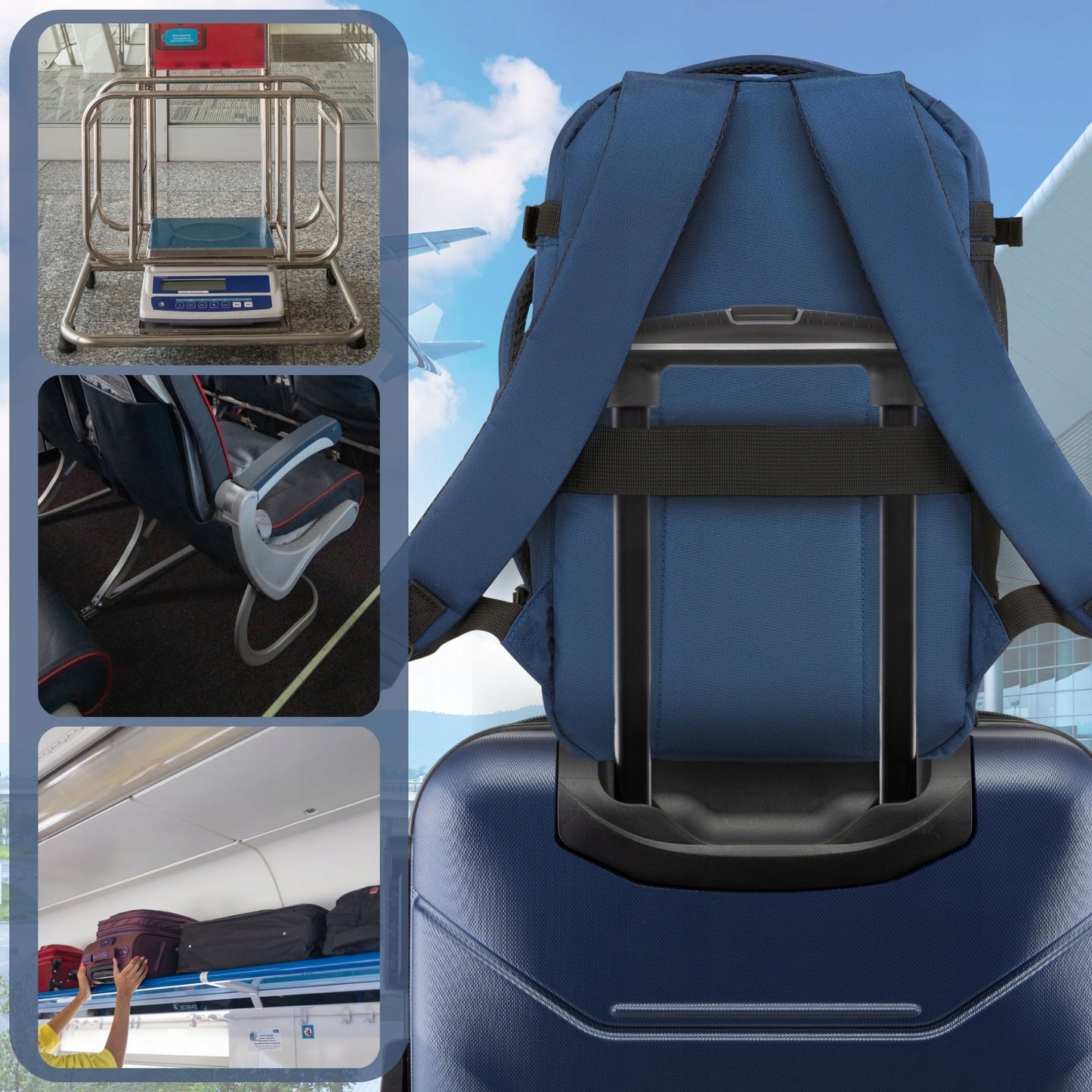 Compact Navy Blue Travel Backpack for Airplane | Fits Ryanair & WizzAir Free Carry-On | ZAGATTO®