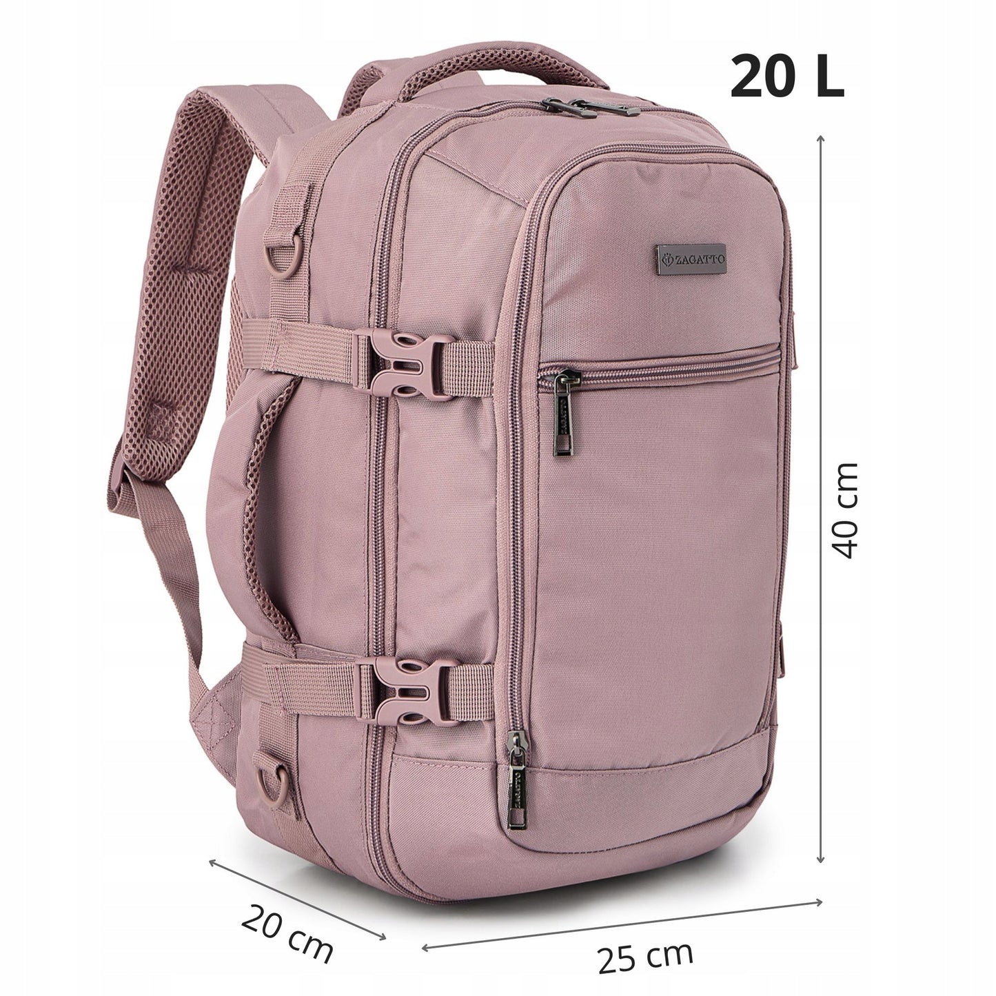 Pink Cabin Travel Backpack 40x20x25 | Hand Luggage for Ryanair & WizzAir – Zagatto