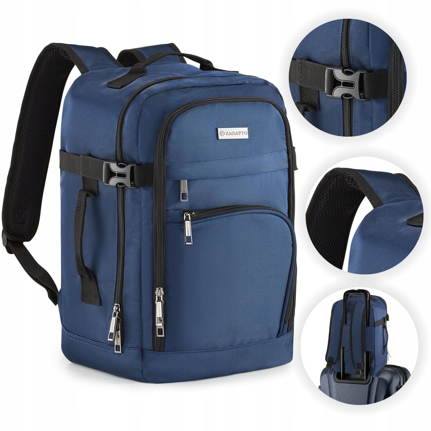 Compact Waterproof Travel Backpack 40x20x25 | Ryanair & WizzAir Approved Cabin Bag - Zagatto