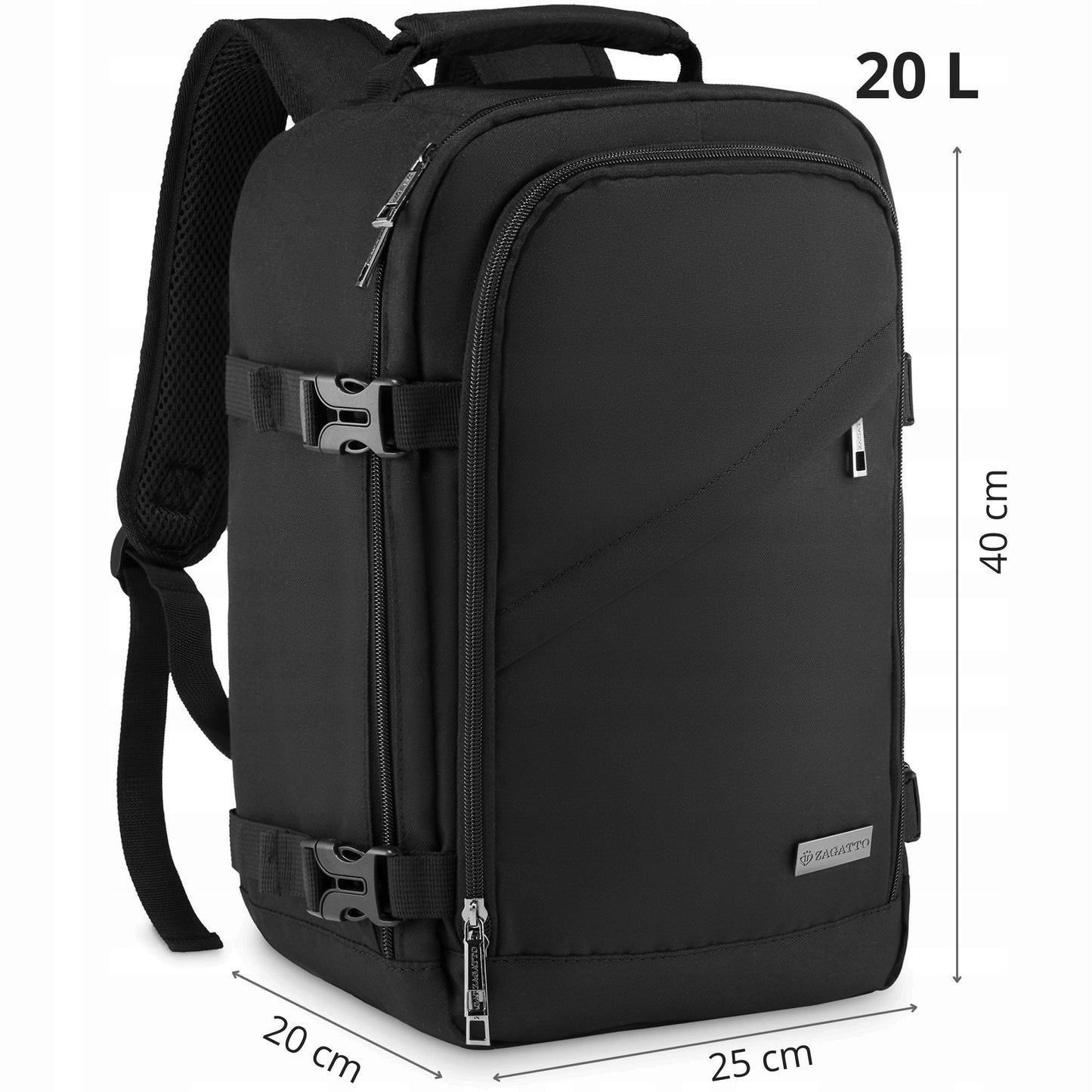 Lightweight Cabin Backpack for Ryanair & WizzAir – Zagatto | 40x20x25 cm